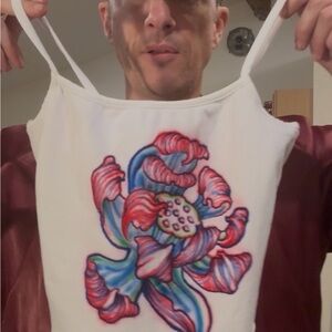 Los Angeles Apparel White Tank Top Hand Airbrushed Design